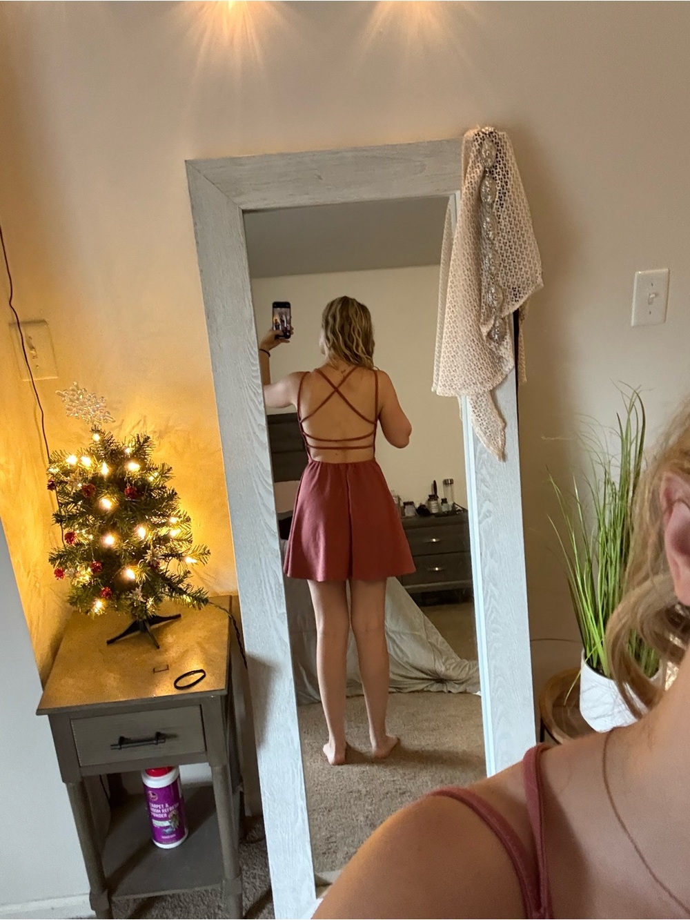 SHEIN Mauve Crisscross Backless Skater Dress - Picture 5 of 5